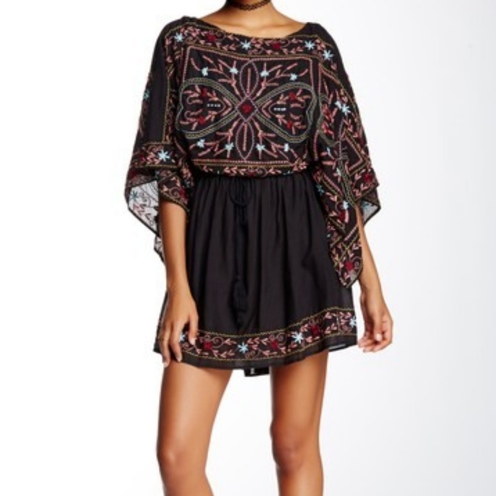 Free People Black Embroidered Dress